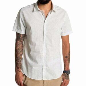 JOHN VARVATOS USA BUTTON DOWN SHORT SLEEVE SHIRT MENS SIZE S  100% COTTON OAT